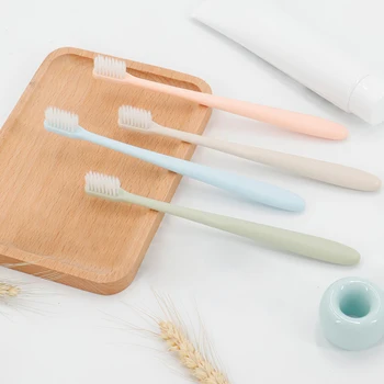 

4pcs Adult Toothbrush Portable Oral Care Teeth Cleaning Whitening Brush Soft Bristle Toothbrush Tip For Household And Travel Use