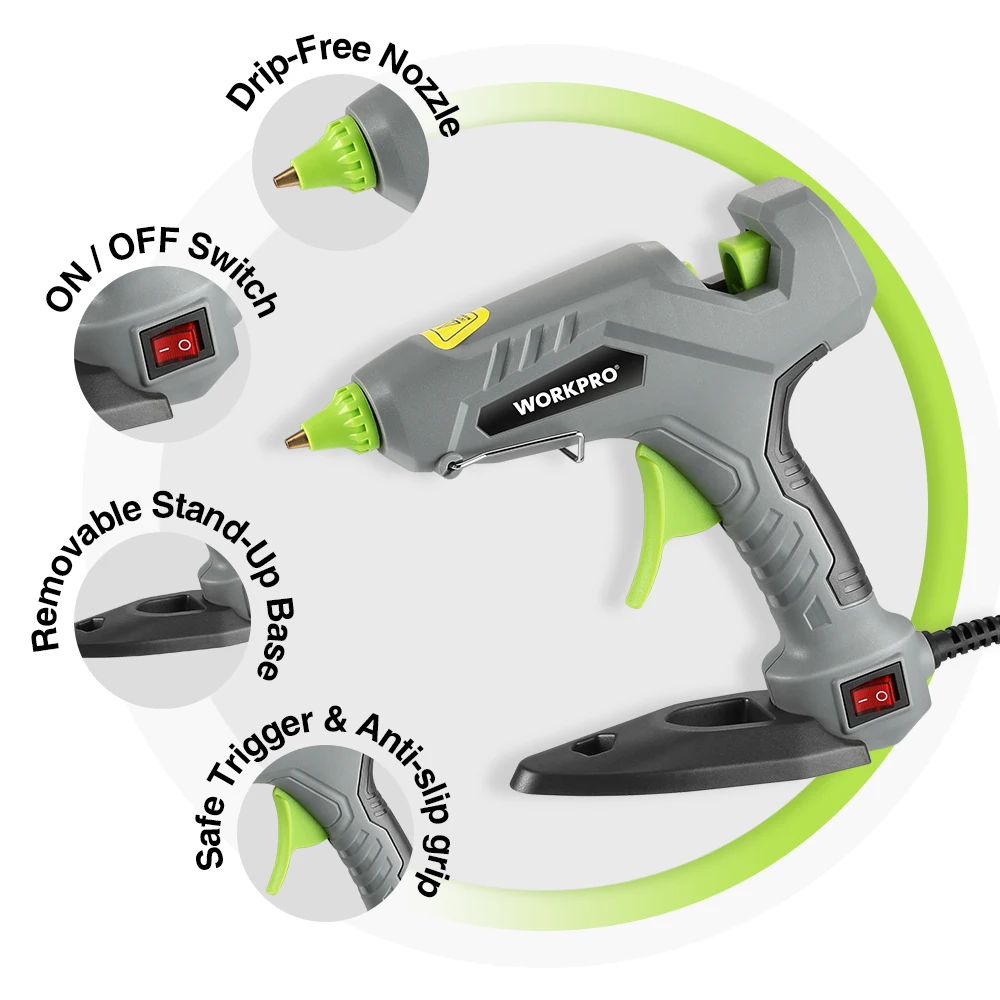 WORKPRO 60W Glue Gun Hot Silicone Gun Hot Melt Glue Gun with 20pcs Premium Glue Sticks for DIY Crafts Arts DIY Tools 3