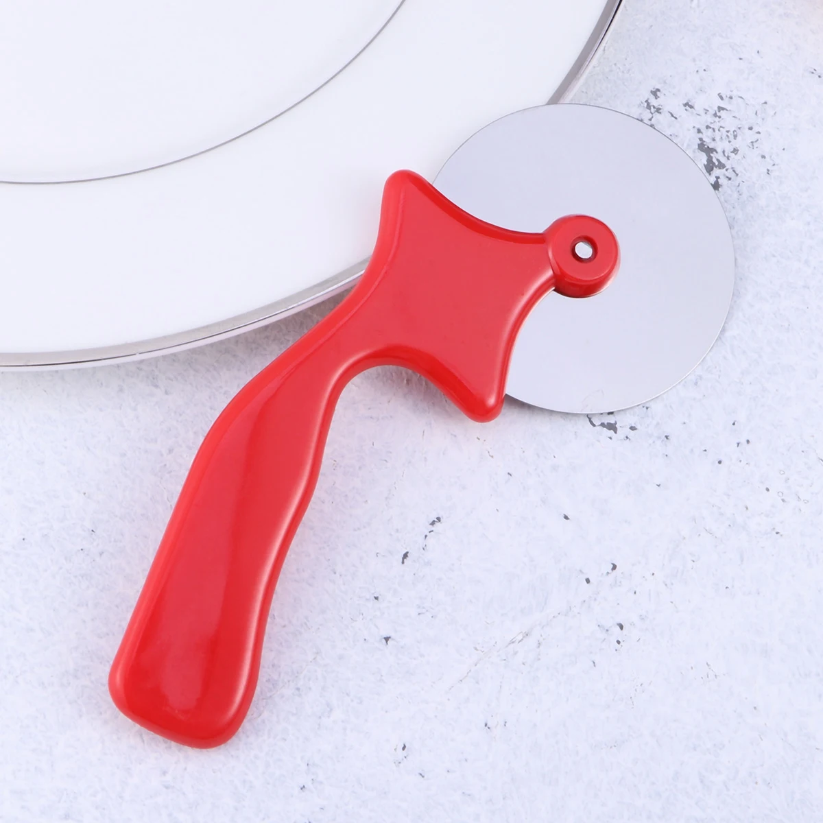 Stainless Steel Cutter Pizza Knife Cake Tools Pizza Wheels Scissors Ideal for Pizza, Pies, Waffles and Dough Cookies(Red