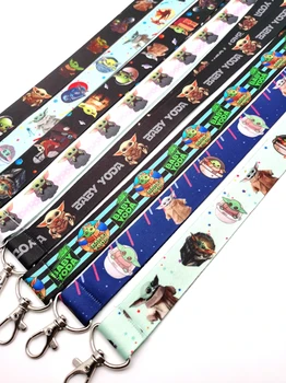 

New cartoon baby yoda Neck Lanyard keychain Mobile Phone Strap ID Badge Holder Rope Key Chain Keyring