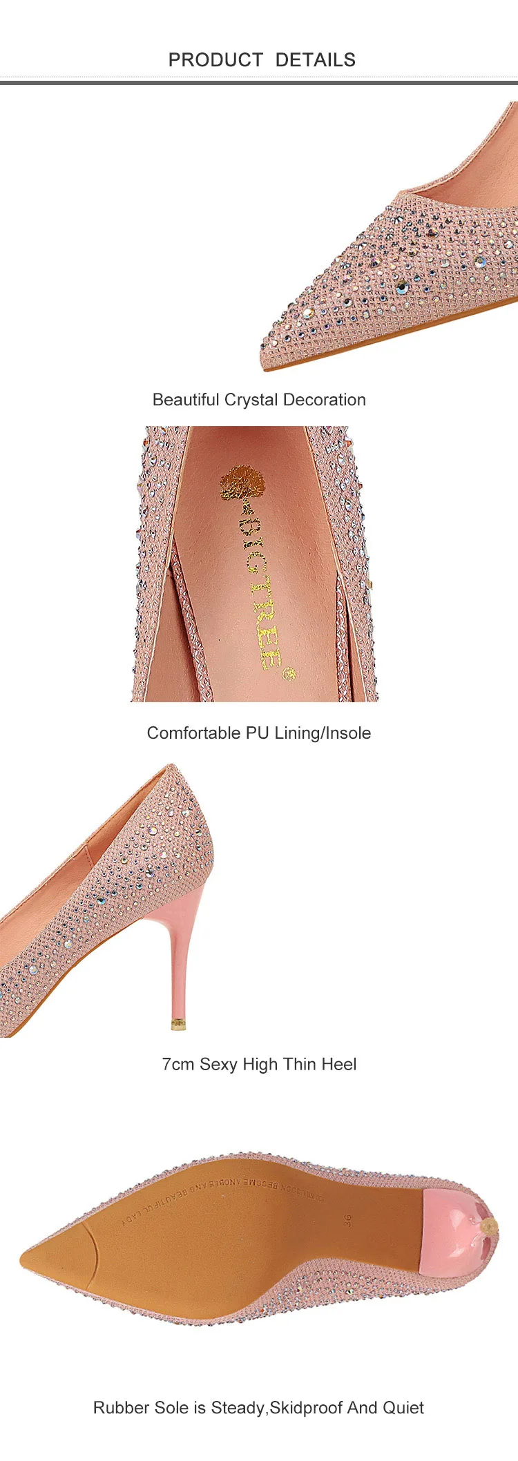 Г. Новые Демисезонные женские туфли-лодочки женские свадебные туфли на высоком тонком каблуке, с острым носком, украшенные кристаллами пикантные женские туфли на высоком каблуке, цвета шампанского