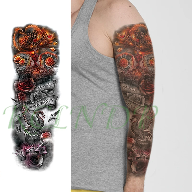 Водостойкая временная татуировка, наклейка, крыло льва, воин, полная рука, большой размер, поддельные тату, большой флэш-тату, рукав для мужчин, женщин, девушек - Цвет: Лиловый