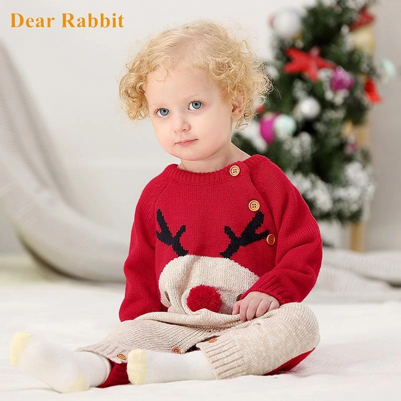 Peleles de Navidad para monos infantiles de punto de reno, disfraz de Año Nuevo para niñas pequeñas, ropa de lana cálida para niños de 0 a 2 años|Peleles| - AliExpress