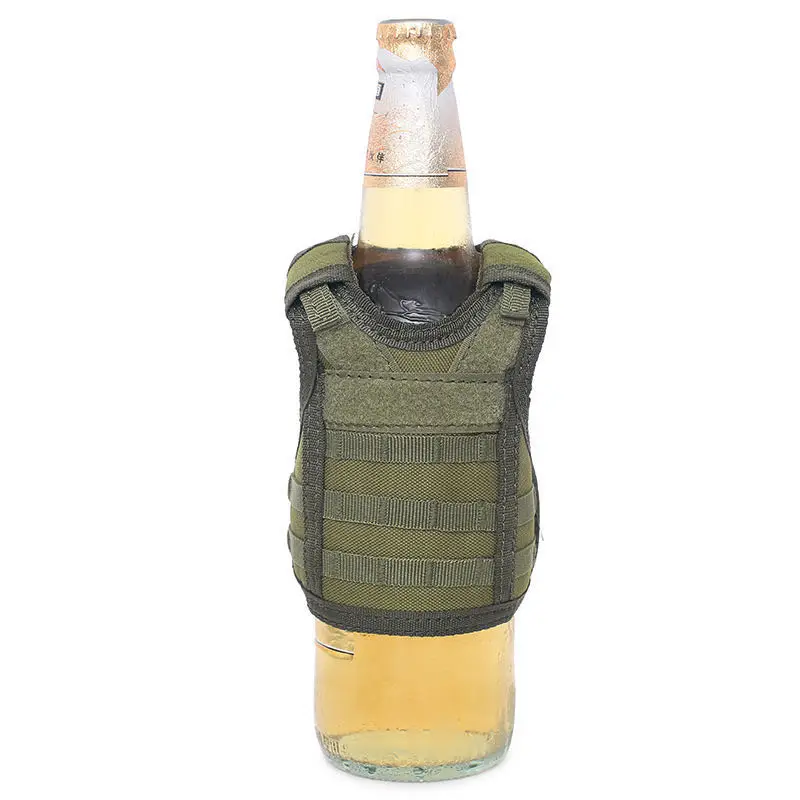 

Tactical Beer Bottle Beer Vest Cover Military Mini Miniature Molle Vest Personal Bottle Drink Set Adjustable Shoulder Straps