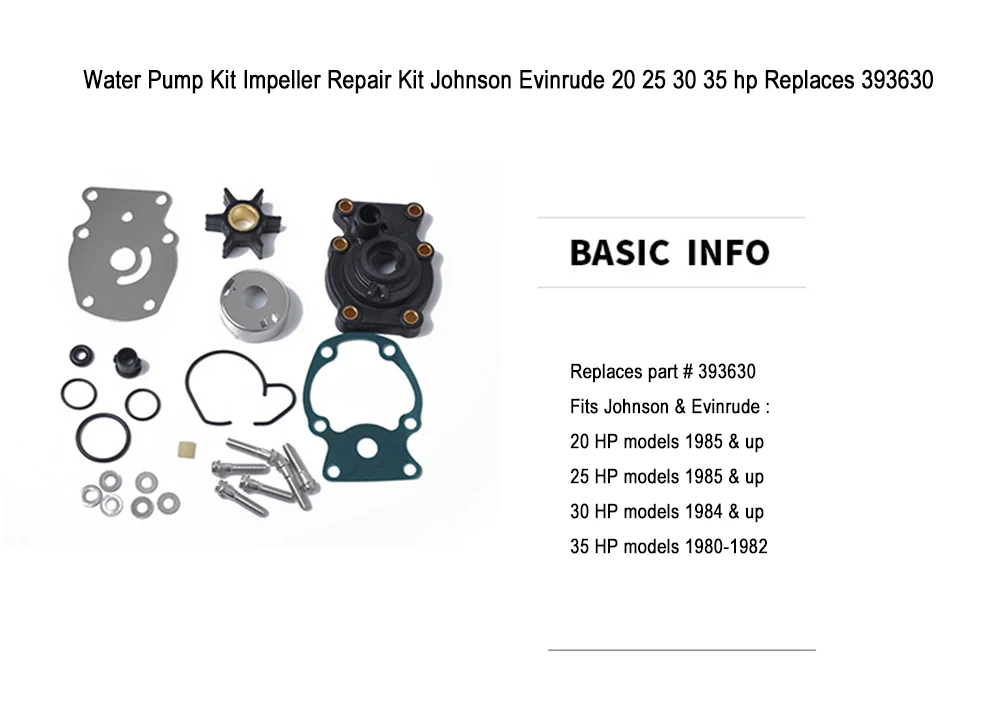 Набор с водяным насосом крыльчатка Ремонтный комплект для Джонсон Evinrude 20 25 30 35 hp заменяет 393630