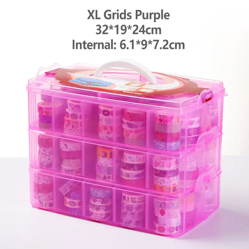 XL Purple Многофункциональный Диапазон Скрапбукинг хранения для пуля журнал васи ленты съемный Скрапбукинг Органайзер коробка игрушки Прозрачный - Цвет: XL Purple