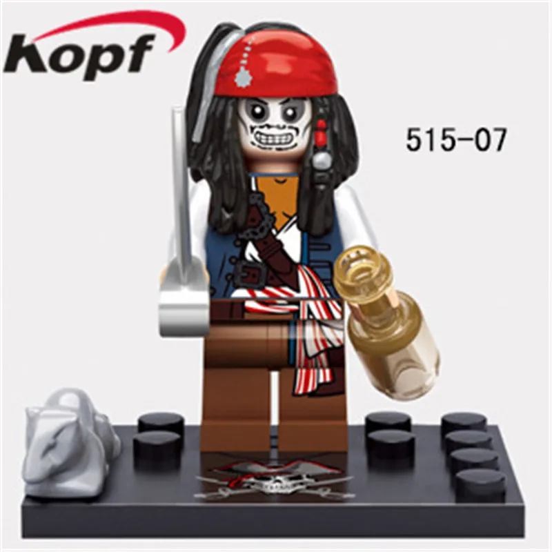 515 Model 7 No Box Пираты Карибского моря Карибский Капитан Джек Дэвид Джонс Maccus Santos Генри Карина Смит, строительные блоки, игрушки для детей KSZ515 518 - Цвет: 515 Model 7 No Box