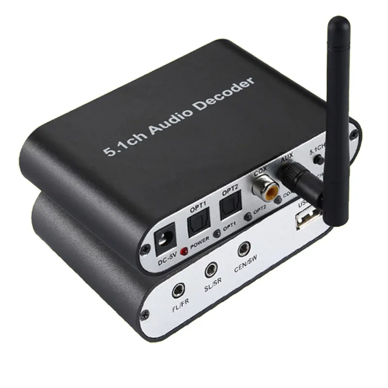 DAC Digital 5.1 Audio Decoder Converter Gear DAC Bluetooth BT 5.0 USB Music Player SPDIF Optical Coxial input DAC Audio Adapter