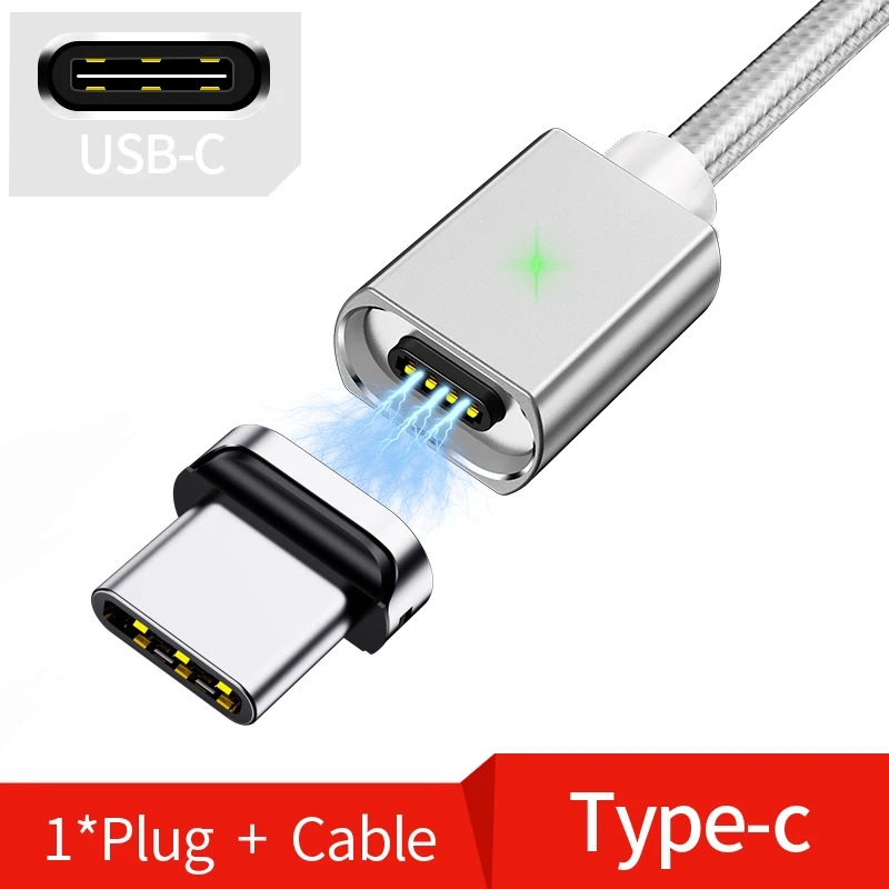 Магнитный Micro USB кабель Олаф 2 м для iPhone samsung, кабель для быстрой зарядки и передачи данных, Магнитный зарядный кабель usb type C 3A, кабель для мобильного телефона - Цвет: Silver Type C