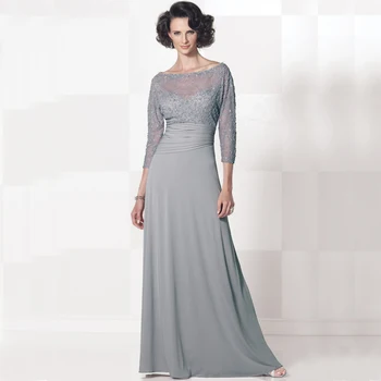 

A-Line Formal Mother Of The Bride Dress Dazzling Plus Size Three Quarter With Beaded 2016 Floor Length Women Gowns