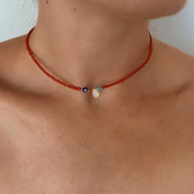 Beaded Chokers,Danity Choker, Trendy Jewelry, Beach Vibe, Choker, Bohemian Jewelry, Evil Eye Protection, - Image 5