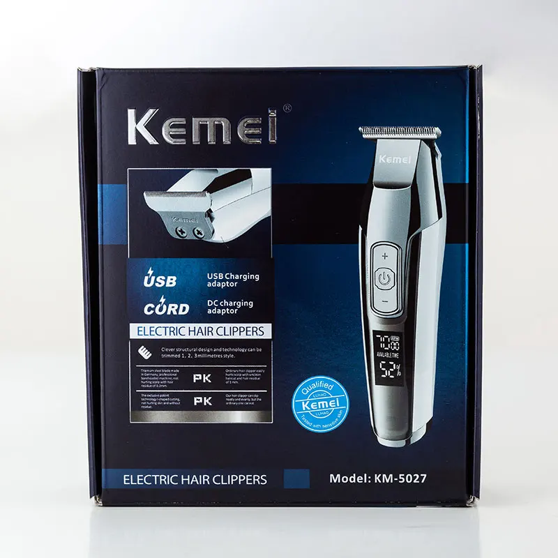 Профессиональная машинка для стрижки волос Kemei с ЖК-дисплеем, триммер для бороды и бороды для парикмахерских мужчин, машинка для стрижки волос