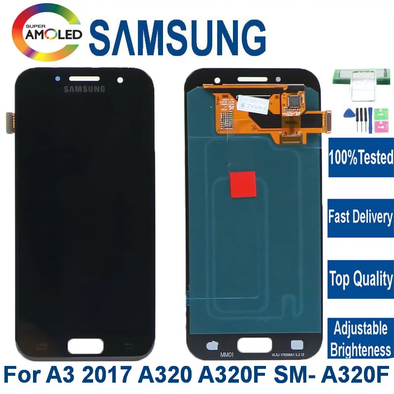 Original 4.7“Super AMOLED LCD For Samsung Galaxy A3 2017 A320 SM-A320F A320M A320Y Display Touch Screen Digitizer Assembly | Мобильные