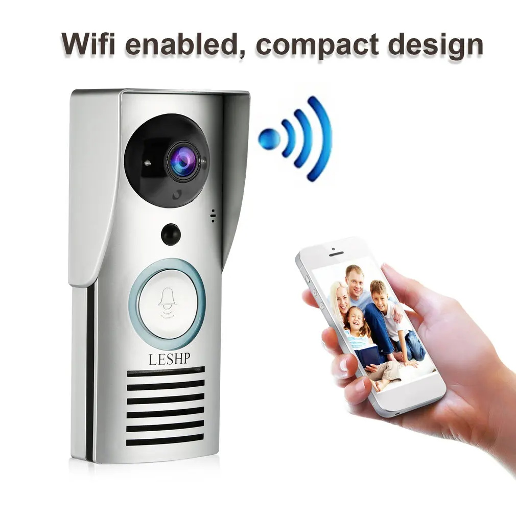 LESHP Smart 2.4G Wifi Doorbell HD 1080 x 720P Camera Smart Guard& APP Live-view Infrared Night Vision 180 Degree Wide Angle