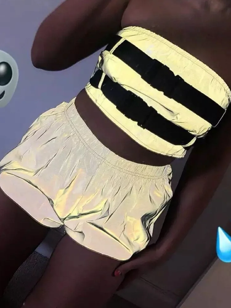 

2019 Summer Women Pants Elegant New Fashion Trend Reflective Color Discoloration 2019 Sexy Wide Leg Pants High Waist Pants