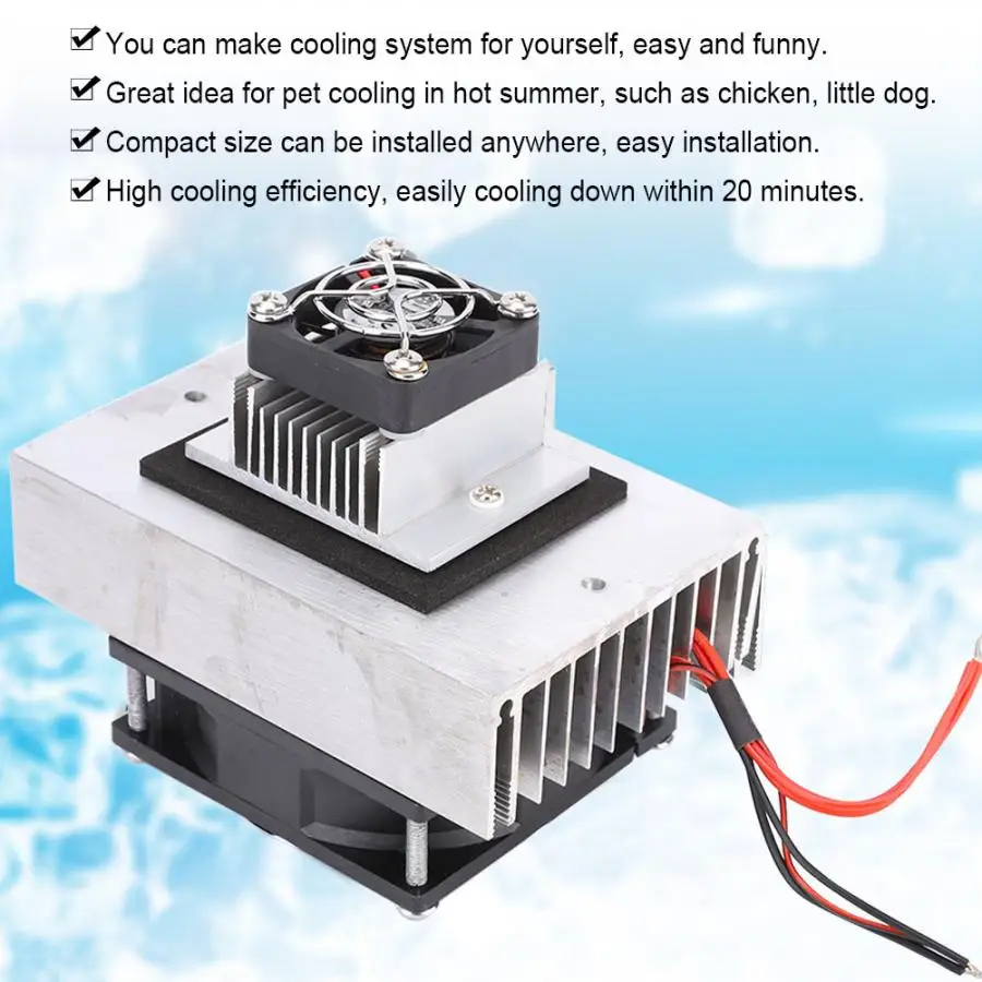 12V 6A Thermoelectric Peltier Refrigeration Cooling System Kit Cooler Fan DIY Cooling System Kit