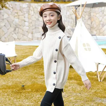 

2020 New Autumn and Winter New Sweater 8-16years Girl's Clothing New Knitwear Girl's Loose Sweater Knit Sweater Sweater Dress