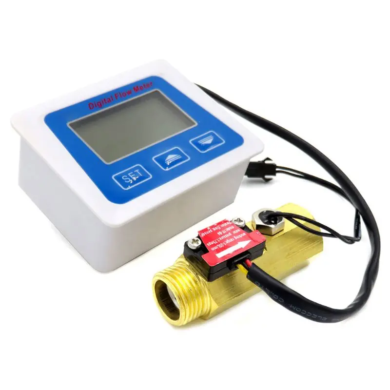 

Digital Lcd Display Water Flow Sensor Meter Flowmeter Rotameter Temperature