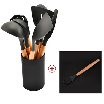 

Silicone Wooden Handle Kitchen Set 8 Piece Non-stick Spatula Tool Set Cooking Utensils Kitchen Utensil Set