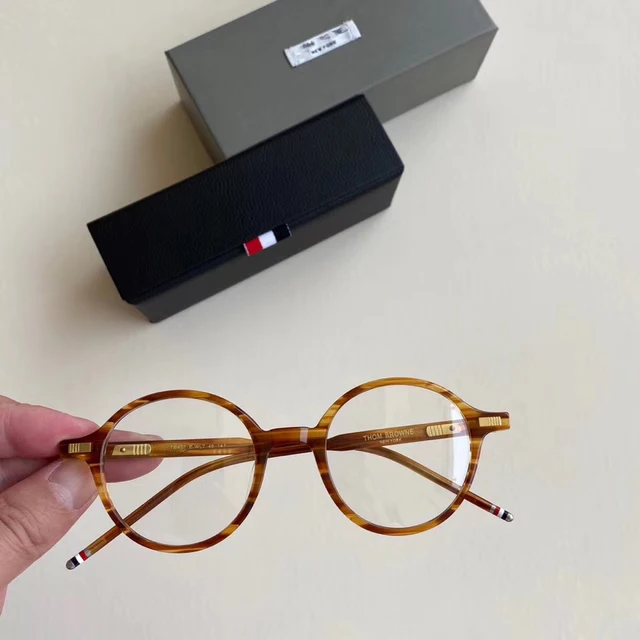 New High Quality Thom Brand Designer Retro Round Eyeglasses Optical Prescription Glasses Frame Men Gafas Women with Original Box Tortoise