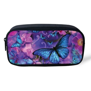 

Thikin Pretty Butterfly Casual Pencil Bags Pen Bag for Girls Pen Case Student Makeup Storage Handbags Pen Purses for Kids