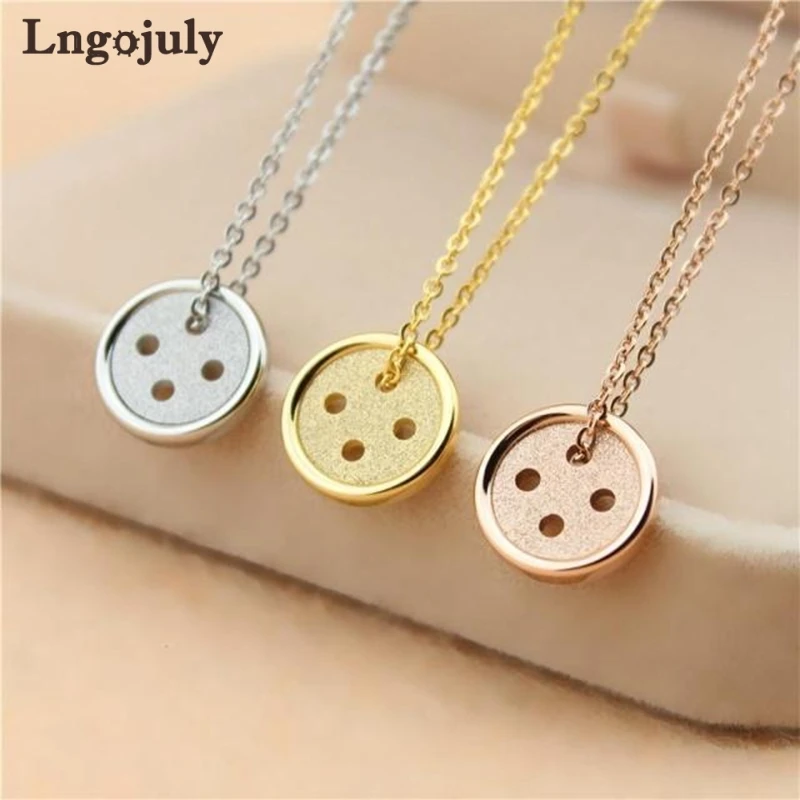 

Titanium Steel Simple Buttons Pendant Necklaces For Women Anniversary Wedding Party Necklace Accessoeries Jewelry Gift Wholesale