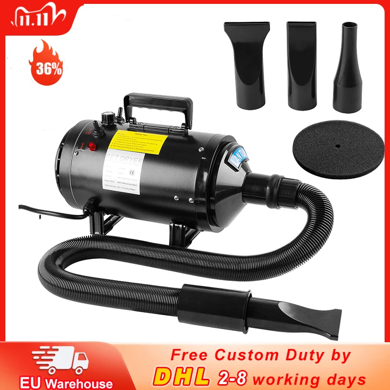2600w profesional secadores para perros mascotas secador de pelo gato ajustable aseo soplador de aire de temperatura ajustable Con 3 boquillas