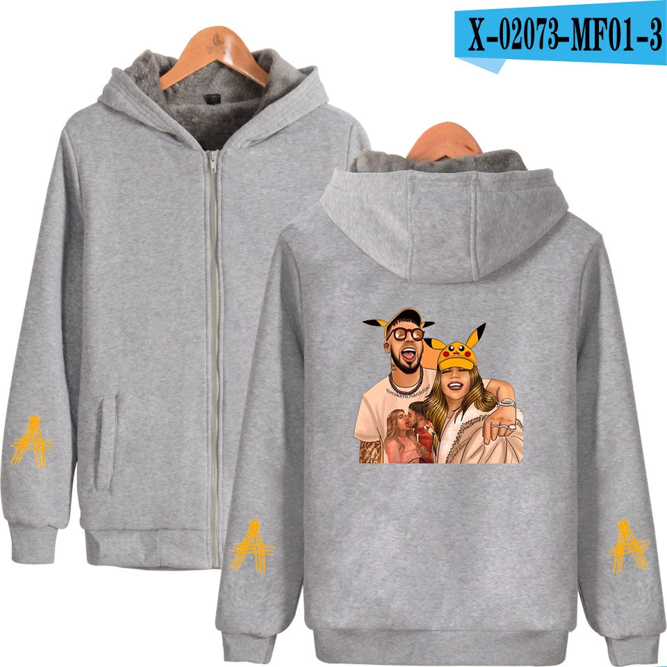 Anuel AA, хип-хоп, настоящий Hasta la Muerte, толстовки на молнии, парки, крутая Мода для мужчин/wo, мужские повседневные Бархатные утепленные толстовки на молнии - Цвет: MF01