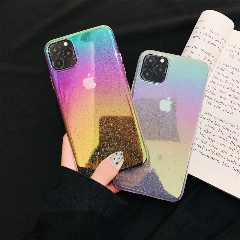 Блестящий чехол из ТПУ для iPhone11pro iphone xs MAX XR X 10 7 8 Plus 6 6s Прозрачный Силиконовый