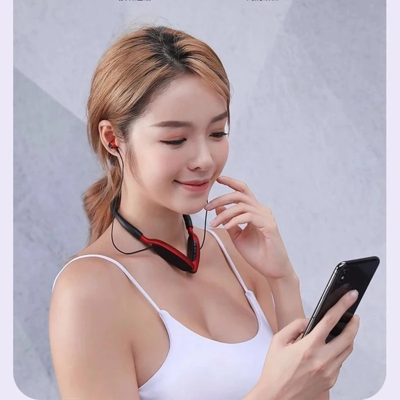 Magnetic Neck Hanging Bluetooth 5 0 Headset Wireless Earphone Noise Conceling Sports Headset Earbuds With Mic Sweat Proof