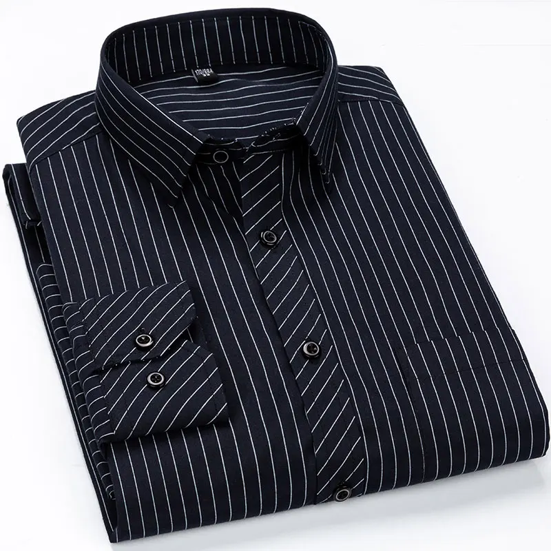 Большие размеры XXXL 4XL 5XL 6XL среднего возраста русские Популярные полосатые деловые мужские рубашки нежелезные дизайн умная повседневная мужская одежда - Цвет: 2122