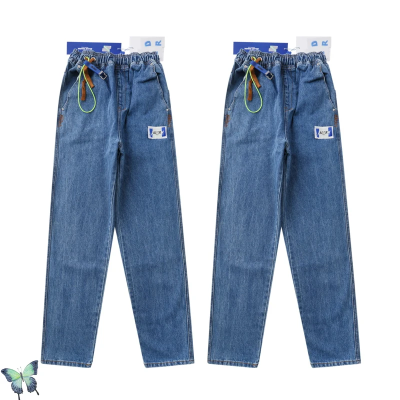 

Autumn Winter Ader Error Elastic Band Slim Jeans Men Women Loose Solid Color High Quality Ader Error All-match Broken Bag Jeans