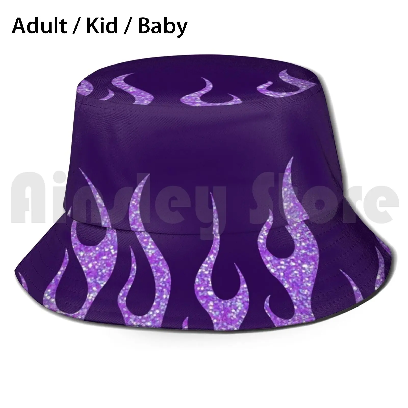 Purple Glitter Flames Sun Hat Foldable 