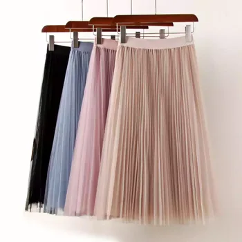 

BONJEAN Long Skirt Girl Female Pleated Women Skirt for Girls