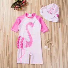 Modis Cute Kids Girl Ruffle Swimsuit Beachwear Solid Pink Ruffle Zipper Swimming Costume Outfits Baby Girls One-piece Beachwear