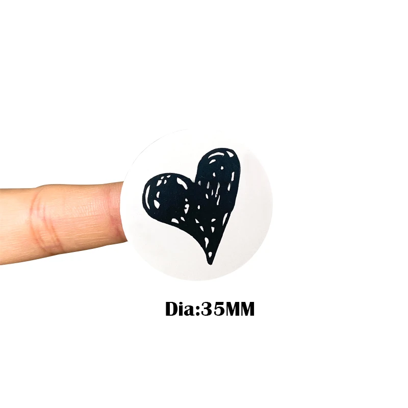 100 Stück Aufkleber LIEBE Herz schwarz handbemalt DIY transparent weiß Dichtungsaufkleber Rindsleder Folie Gold Silber 35 mm – Detail 7