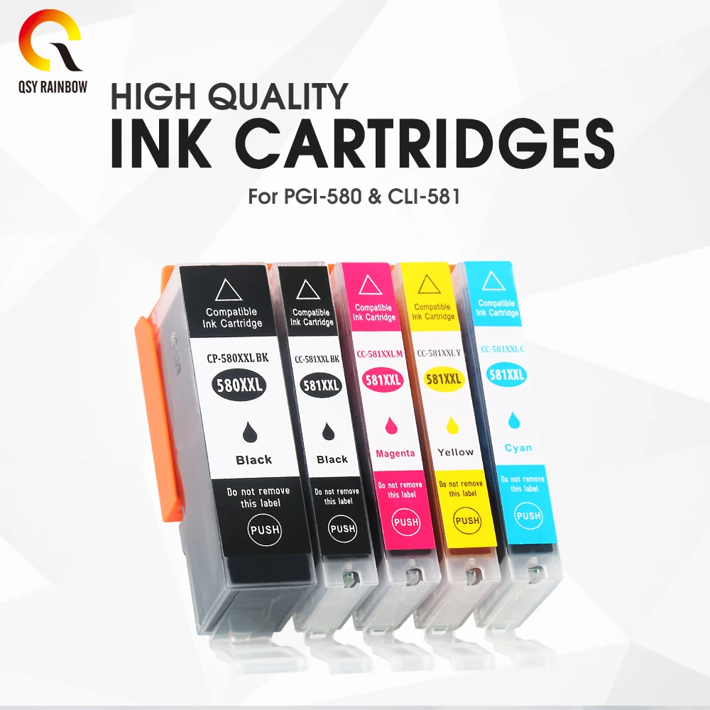 Refillable Ink Cartridge For Canon PGI 580 CLI 581 PGI580 CLI581 PIXMA TR7550 TR8550 TS6150 TS8150 TS9150 printer 5pcs
