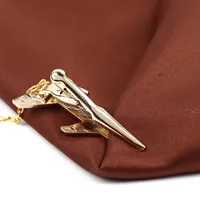1 PC Simple Man's Tie Clip New Arrivals Golden Plating Airplane Shape Pilot High Quality Plane Cufflinks Stick Pin Wedding Gift 5