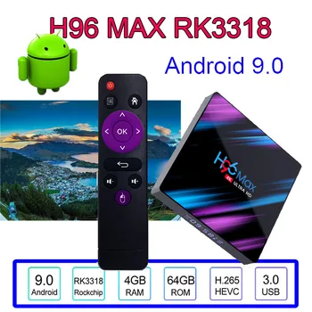 

H96 Max 3318 android tv box Android 9.0 Bluetooth 4.0 Built in 2.4G /5G WiFi BT4.0 4GB 64GB Support Spain smart Android tv box