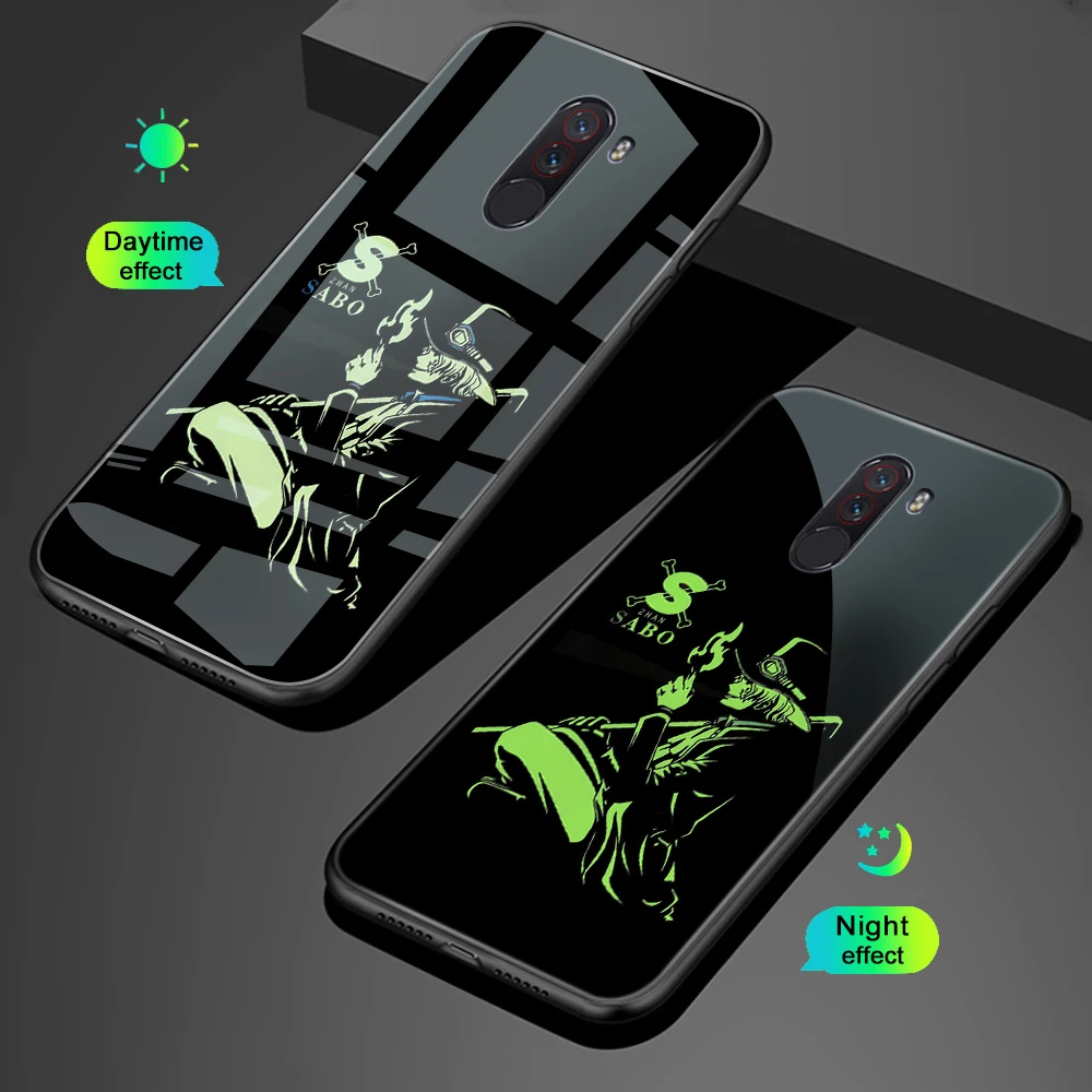 ciciber Phone Case for Xiaomi 9 8 A2 6X MIX 2 2S PocoPhone F1 Luminous Glass Cover for Redmi Note 7 6 5 Pro Plus One Piece Luffy - Цвет: Patterned 7