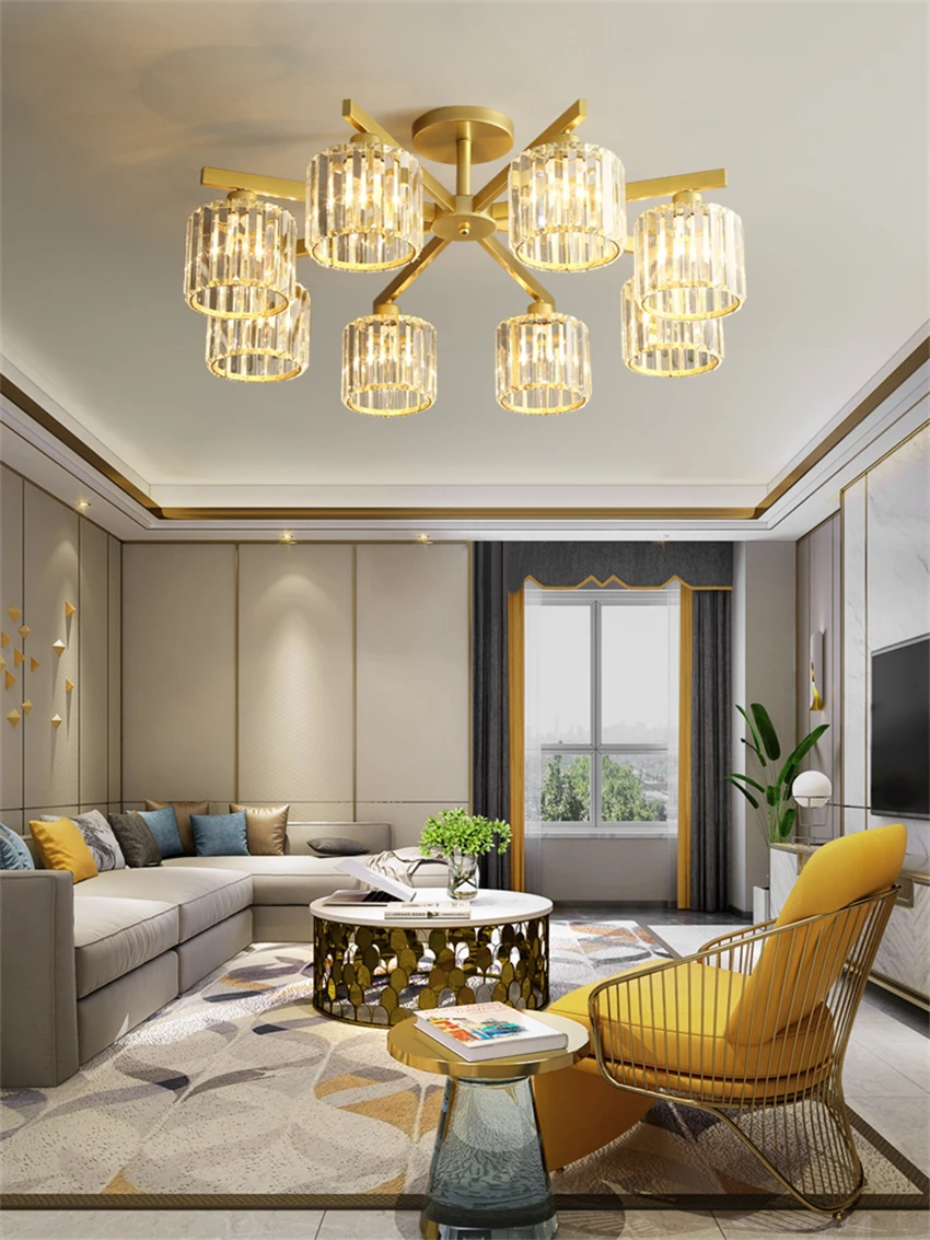 

Led crystal gold chandeliers lights modern home American bedroom dining room lamp living room luxurious hanging lights lighting