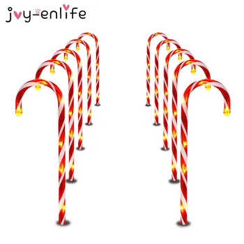 

5pcs Candy Cane Stake Lights Christmas LED Lights Christmas Garden Crutch Lamp Yard Sign Outdoor Lawn Christmas Pathway Markers