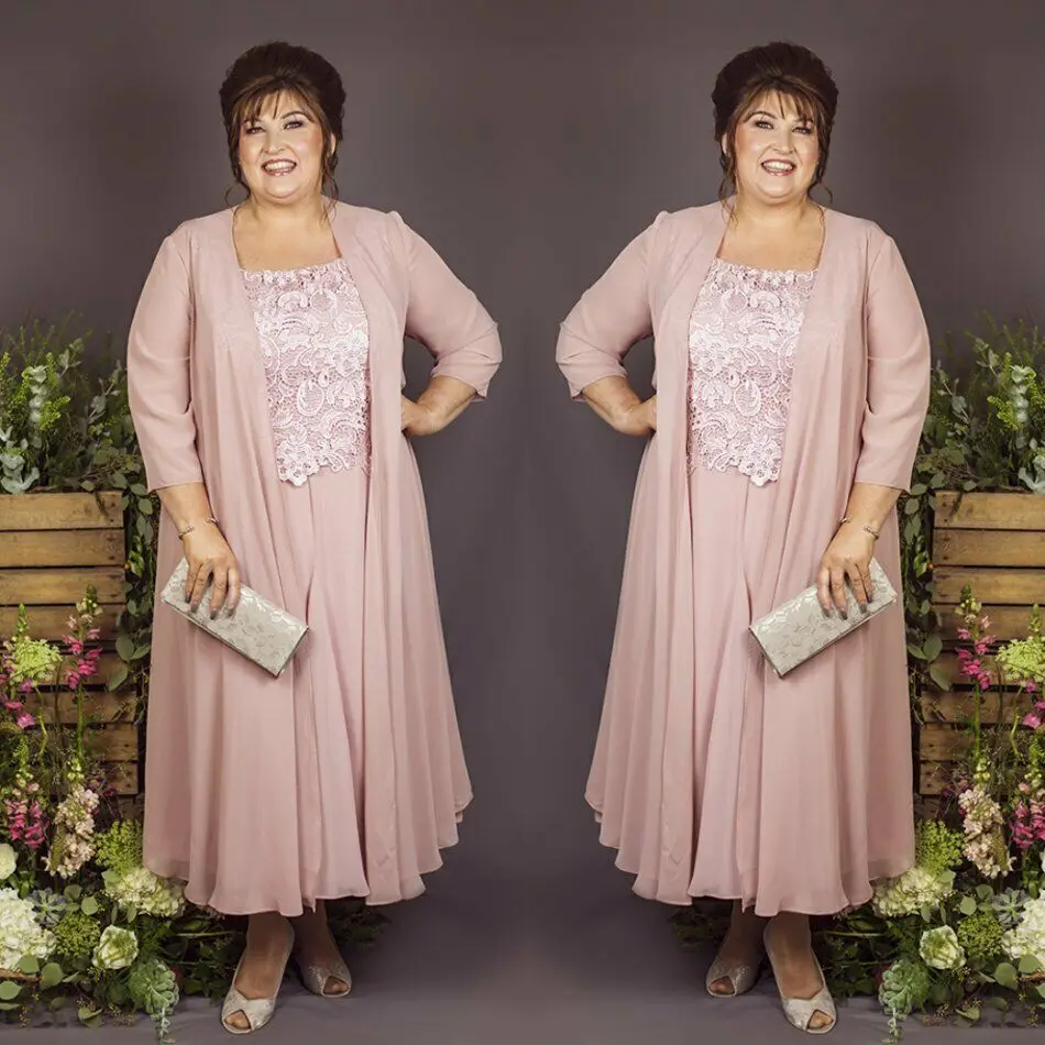 

Simple Mother Of The Bride Dresses 2019 Lace Ankle length Plus Size With Jacket Wedding EveningParty Guest Gown vestido de
