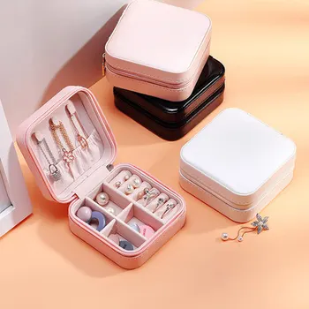 

Jewelry Box Portable Storage Organizer Earring Holder Zipper Women Jewelry Display Travel Cas