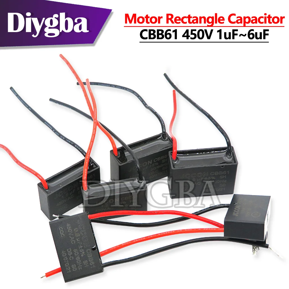 CBB61 450V 0.8uF~12uF Terminal Ceiling Fan Motor Running Rectangle Capacitor 1UF 1.2UF 1.5UF 1.8UF 2UF 2.5UF 3UF 3.5UF 4UF 4.5UF |