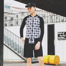 Для мужчин молния Купальник танкини одежда с длинным рукавом верх с Пляжные шорты Купальники человек корейской пары Сыпь гвардии для подводного плавания серфинга комплект детской одежды, костюмы