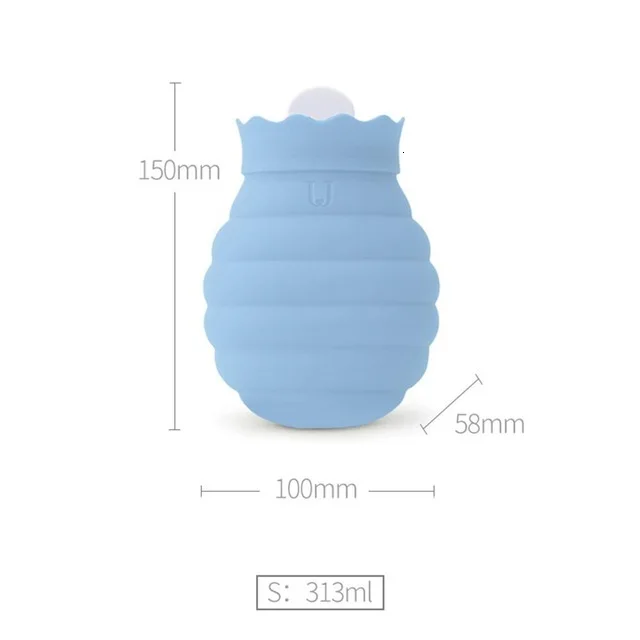 Xiaomi Jodan Judy 313/620 мл сумка для горячей воды Микроволновая печь нагревательная силиконовая бутылка зимний нагреватель с трикотажной крышкой - Цвет: 313mlBlue