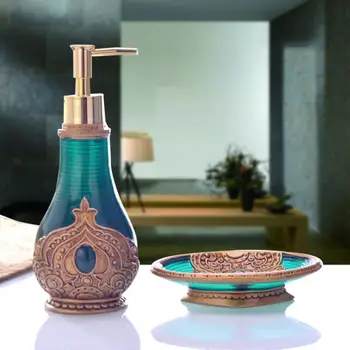 

2PCS European Style Retro Handmade Bathroom Set Bathroom Accessory Set Hand Cleanser Bottle Soap Box Storage