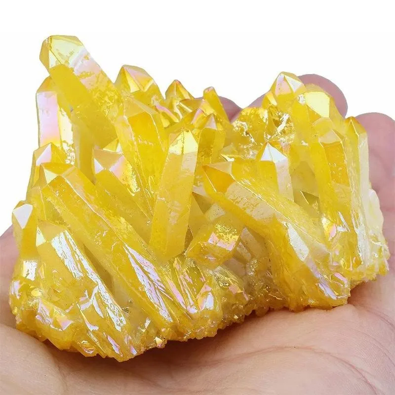 1PCS Natural Yellow Citrine Crystal Column Crafts House Decoration Crystal Citrine Cluster Mineral Specimen for Hotel Decor 100g 6