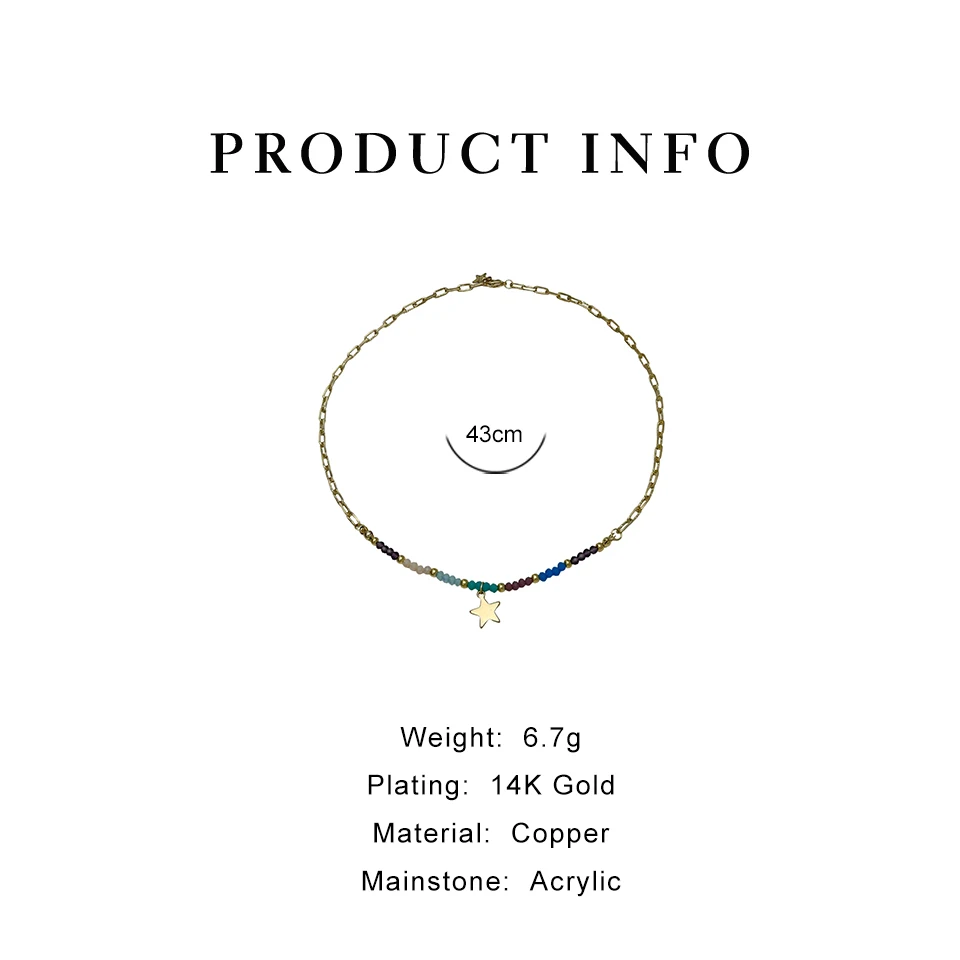 Peri'sBox Cute Multicolor Acrylic Bead Five-Pointed Star Pendant Necklace For Women Trendy Mixed Chain Necklaces - Image 6